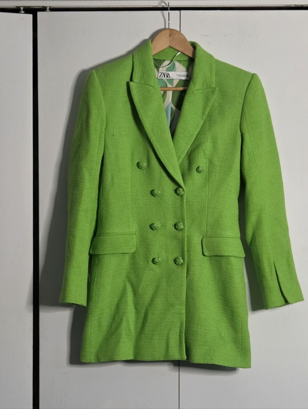 Zara Lime Green Double-Breasted Blazer
